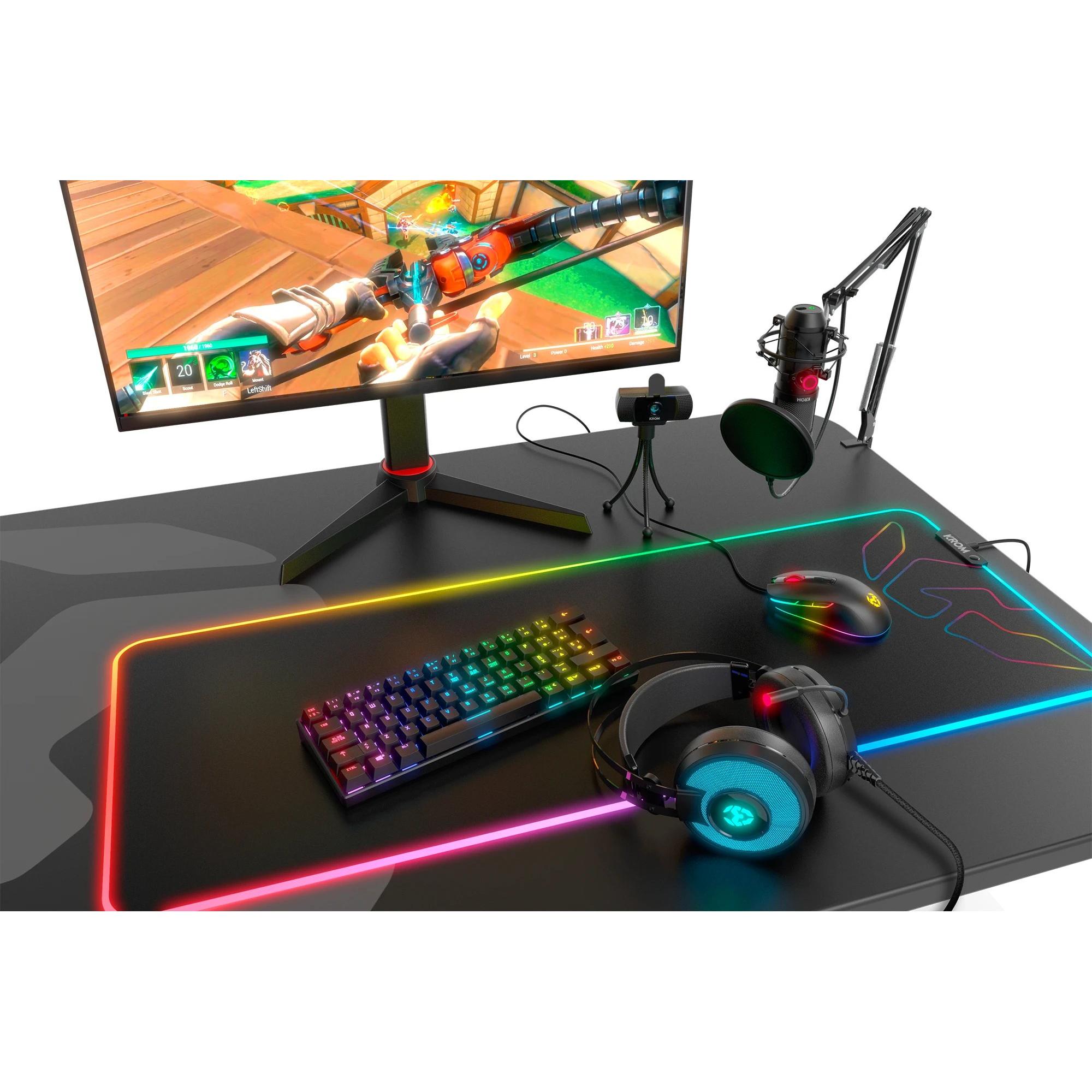 Teclado Krom NXKROMKLSTRSP  | Gaming y uso portátil, Switches mecánicos de alta calidad, Retroiluminado, RGB, Teclas programables, Bluetooth 5.0