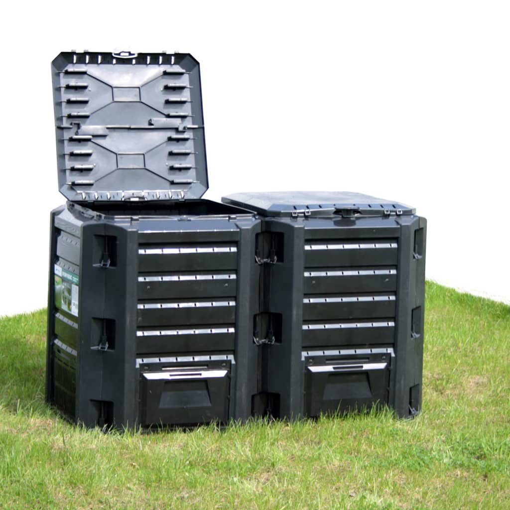 vidaXL Compostador de Jardín Contenedor de Residuos de Cocina PP Negro Dimensiones 380 l,  800 l,  1200 l y mas