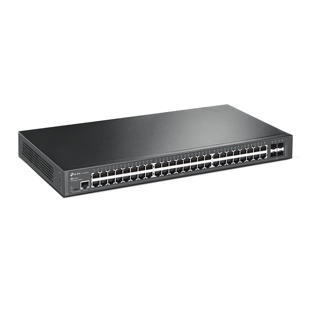 TP-Link - Switch gestionado L2 TL-SG3452 con 48 puertos Gigabit RJ45 y 4 ranuras SFP para redes empresariales, negro