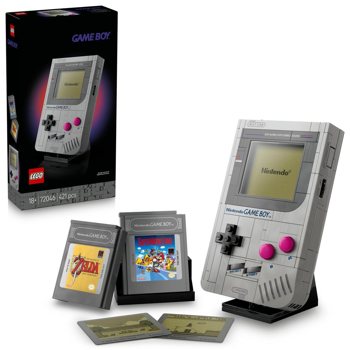 LEGO 72046 Super Mario: Game Boy para Construir con 2 Cartuchos de Zelda y Super Mario Land, Maqueta de Exposición Ideal para Fans Retro y Nostálgicos del Videojuego