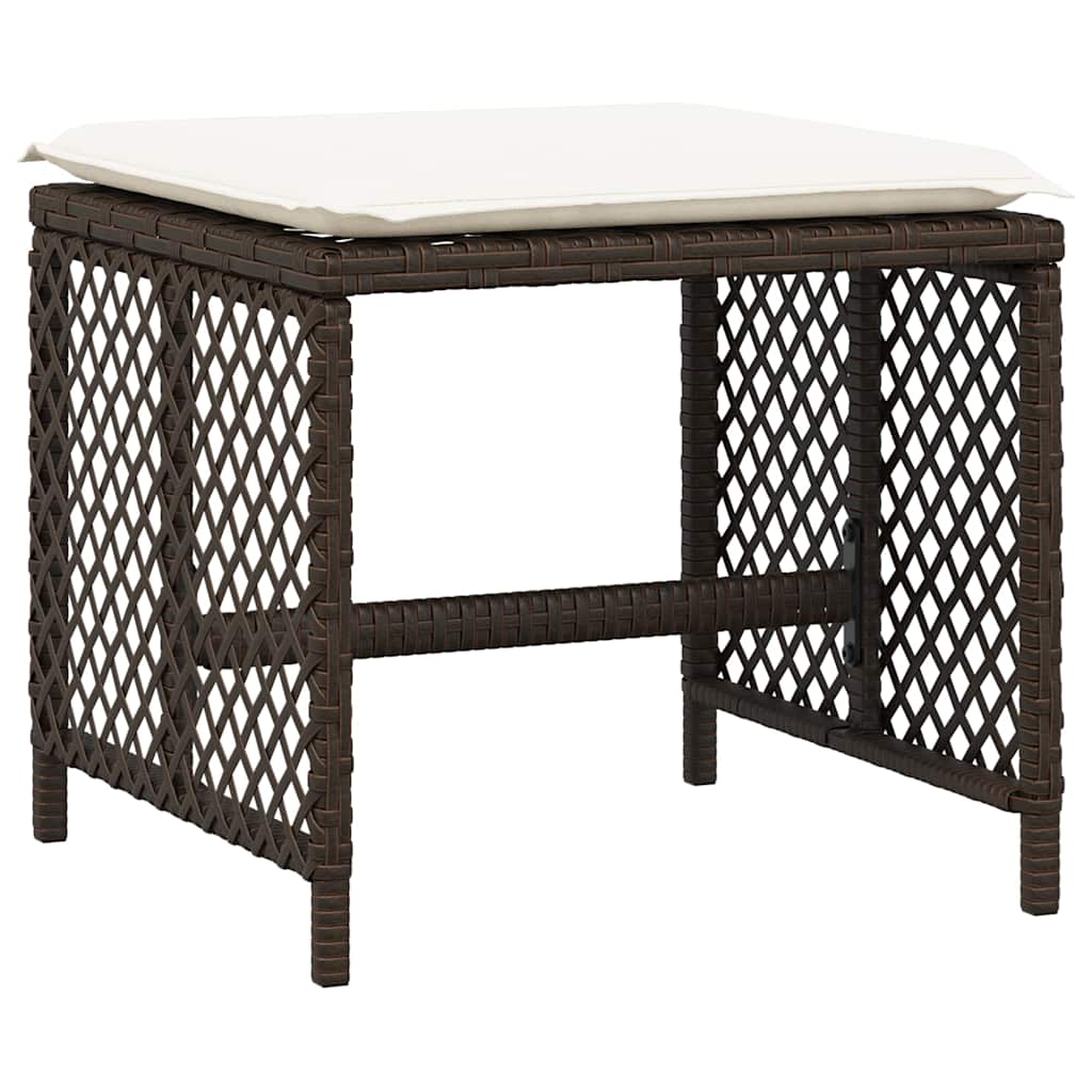vidaXL Taburetes de jardín con cojines 4 uds ratán PE 41x41x36cm
