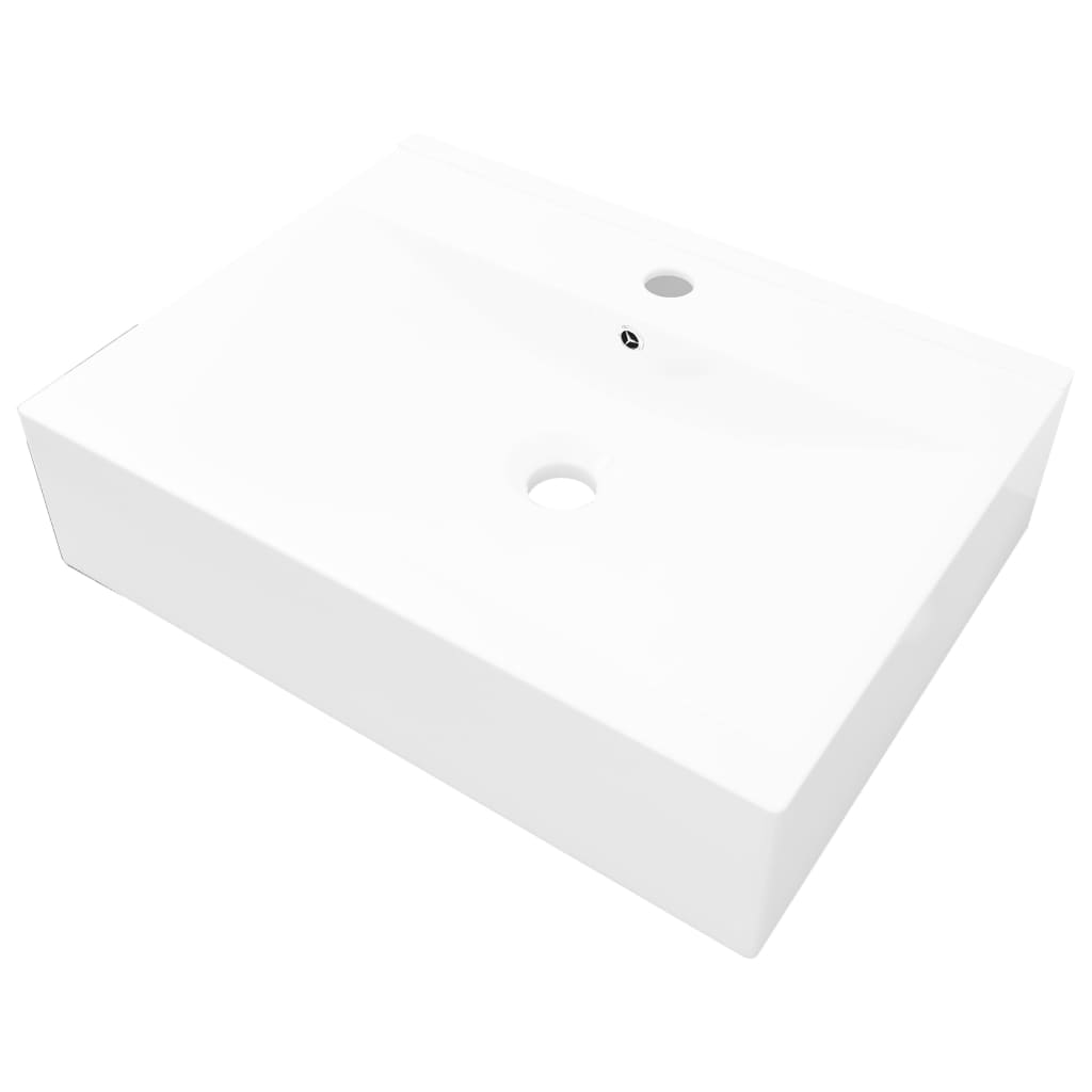 vidaXL Lavabo Cerámica con Rebosadero 60x46x16 cm Dorado Sanitario Baño Aseo Color Plateado,  Blanco,  Dorado y mas