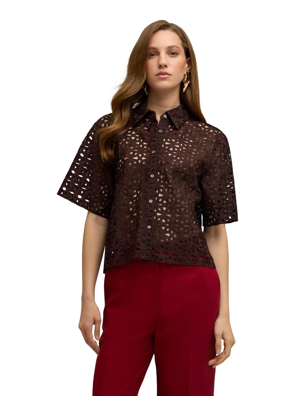 Motivi - Camisa boxy de encaje macramé