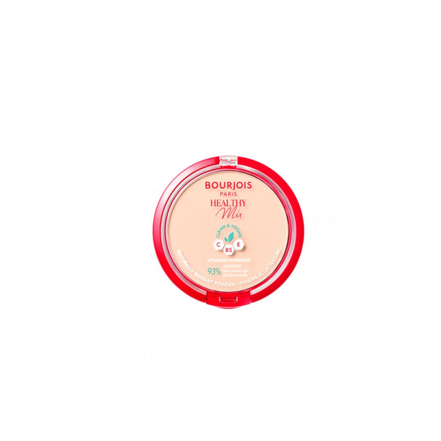 Bourjois - Polvo Compacto Healthy Mix para maquillaje mujer, matificante y difuminador de imperfecciones, ideal para piel grasa o mixta, con acabado luminoso y efecto antifatiga