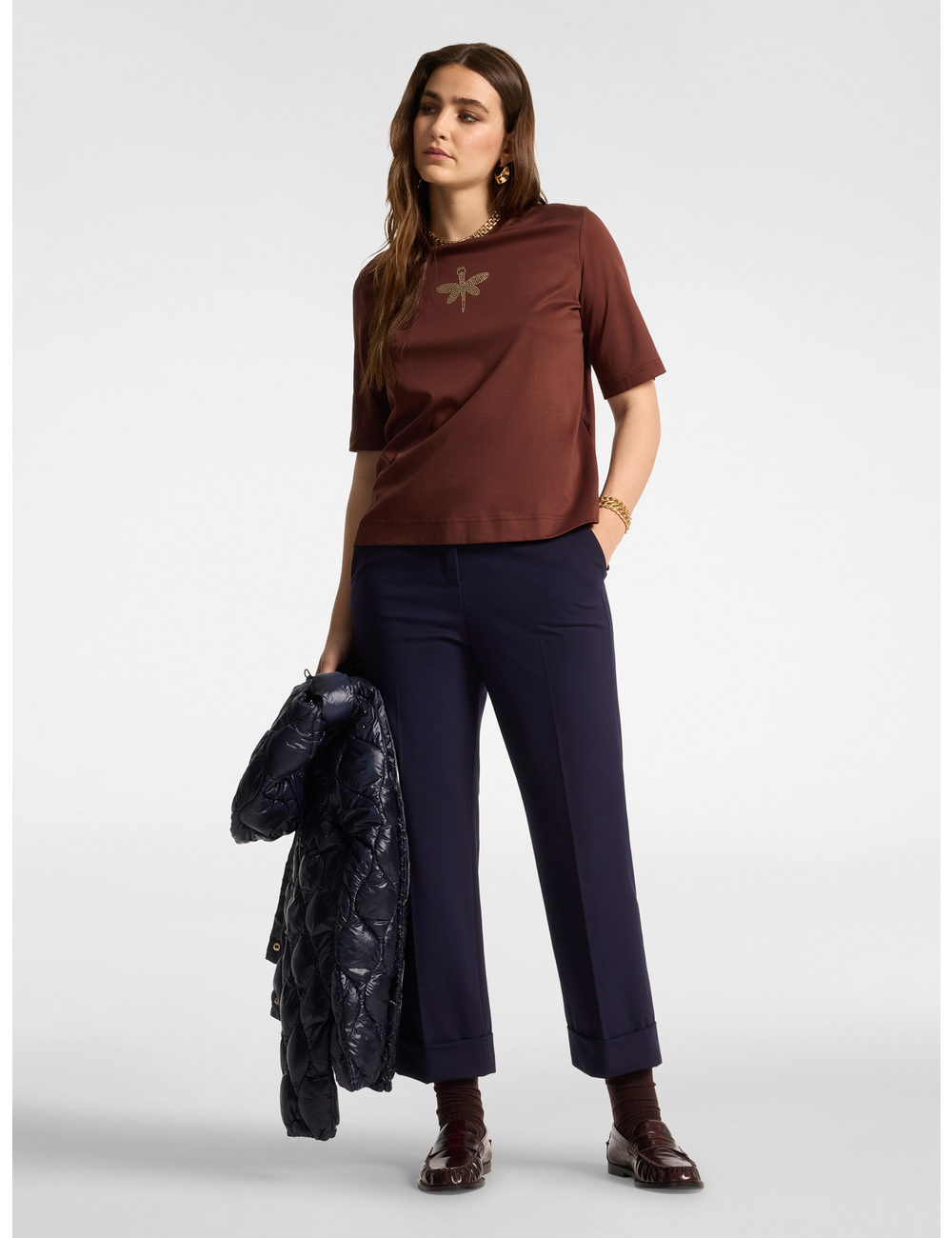 Elena Mirò - Pantalones chinos en punto Milano mezcla viscosa