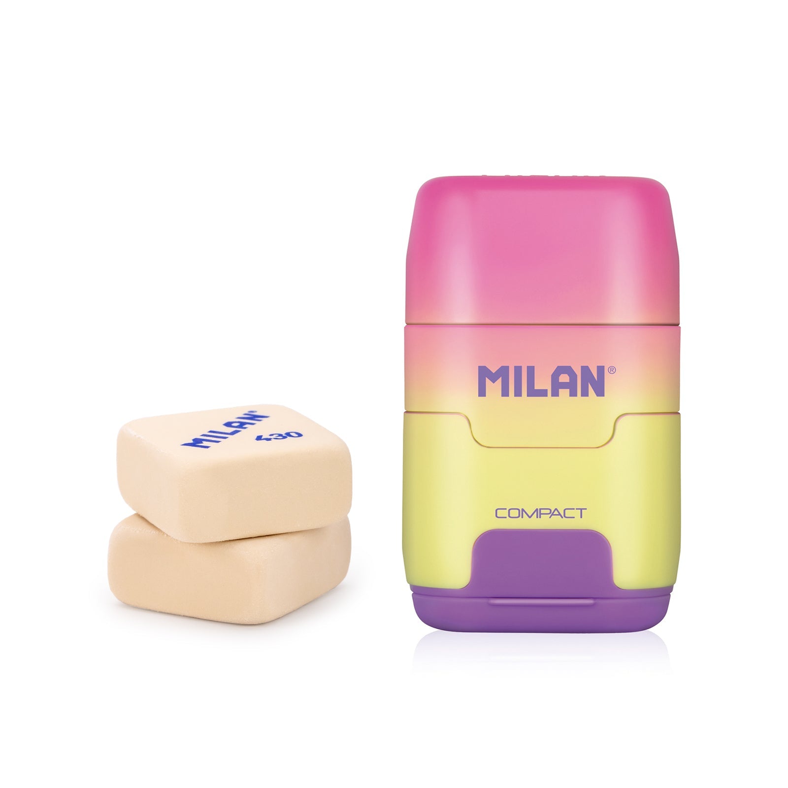 MILAN Sunset - Pack Afilaborras Compact con 2 Gomas de Recambio Incluidas. Amarillo