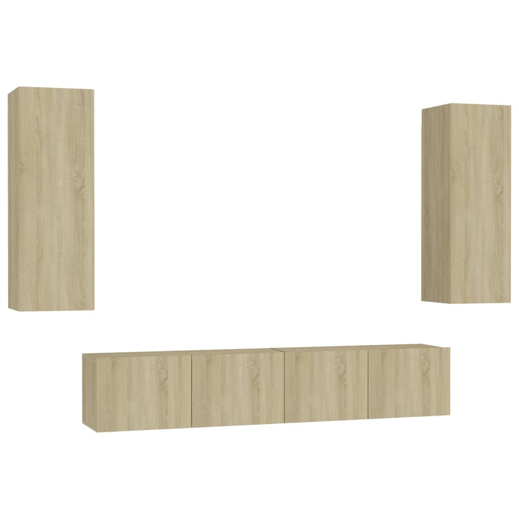 vidaXL Muebles de salón 4 piezas madera de ingeniería 80x30x30 cm, Mueble de Salon, Mueble TV, Mueble TV salon, Mesa de TV, Mueble tele