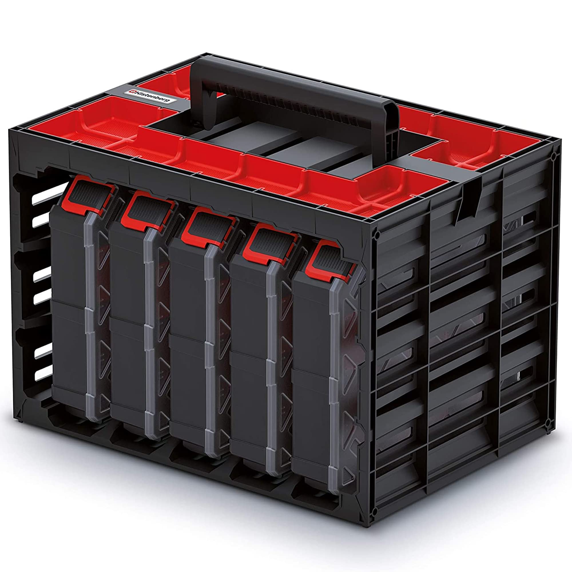 Kistenberg tool case with heavy foam filling 384 x 335 x 144 mm, professional portable organizer box, impact resistant, features ergonomic handle and multi compartment design for small parts storage.
