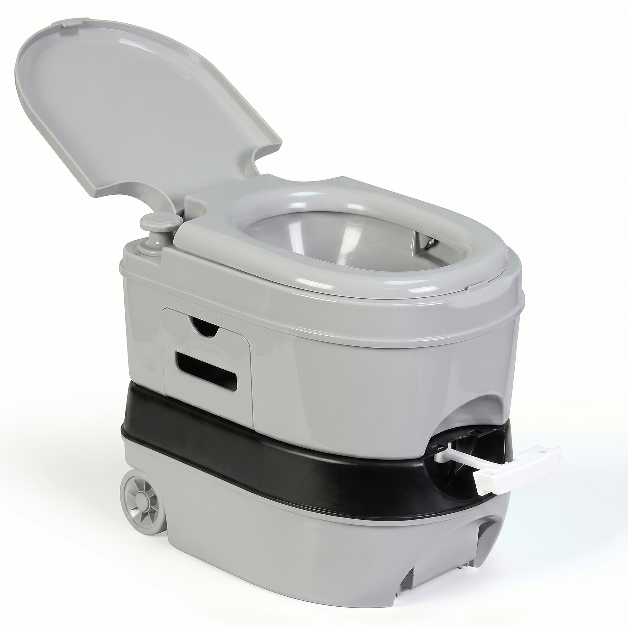 Briebe WC1196G WC Inodoro Portátil Químico con Ruedas Adultos 24L Camper, Camping, Vater Descarga Agua 20L, , Gris