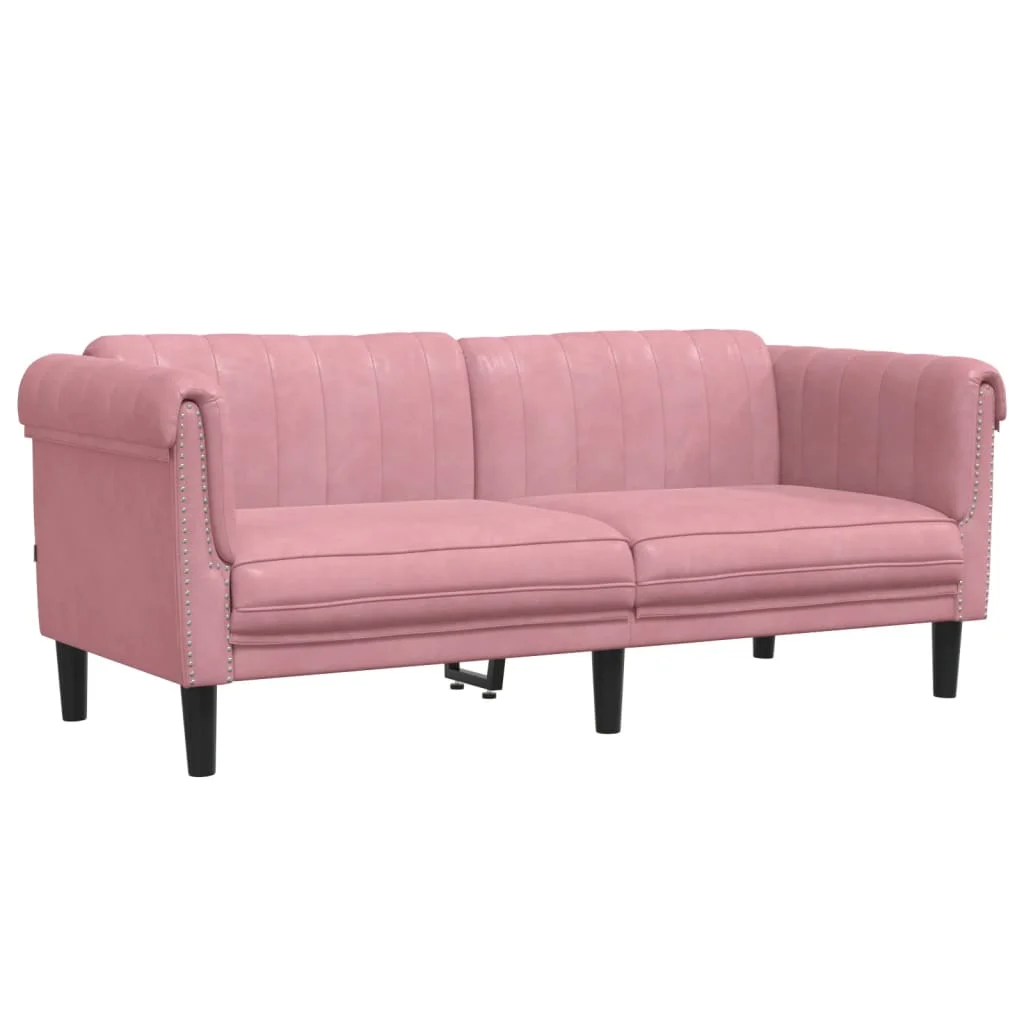 Sofá de 2 plazas terciopelo rosa 182 x 77 x 74 cm (ancho x profundo x alto)