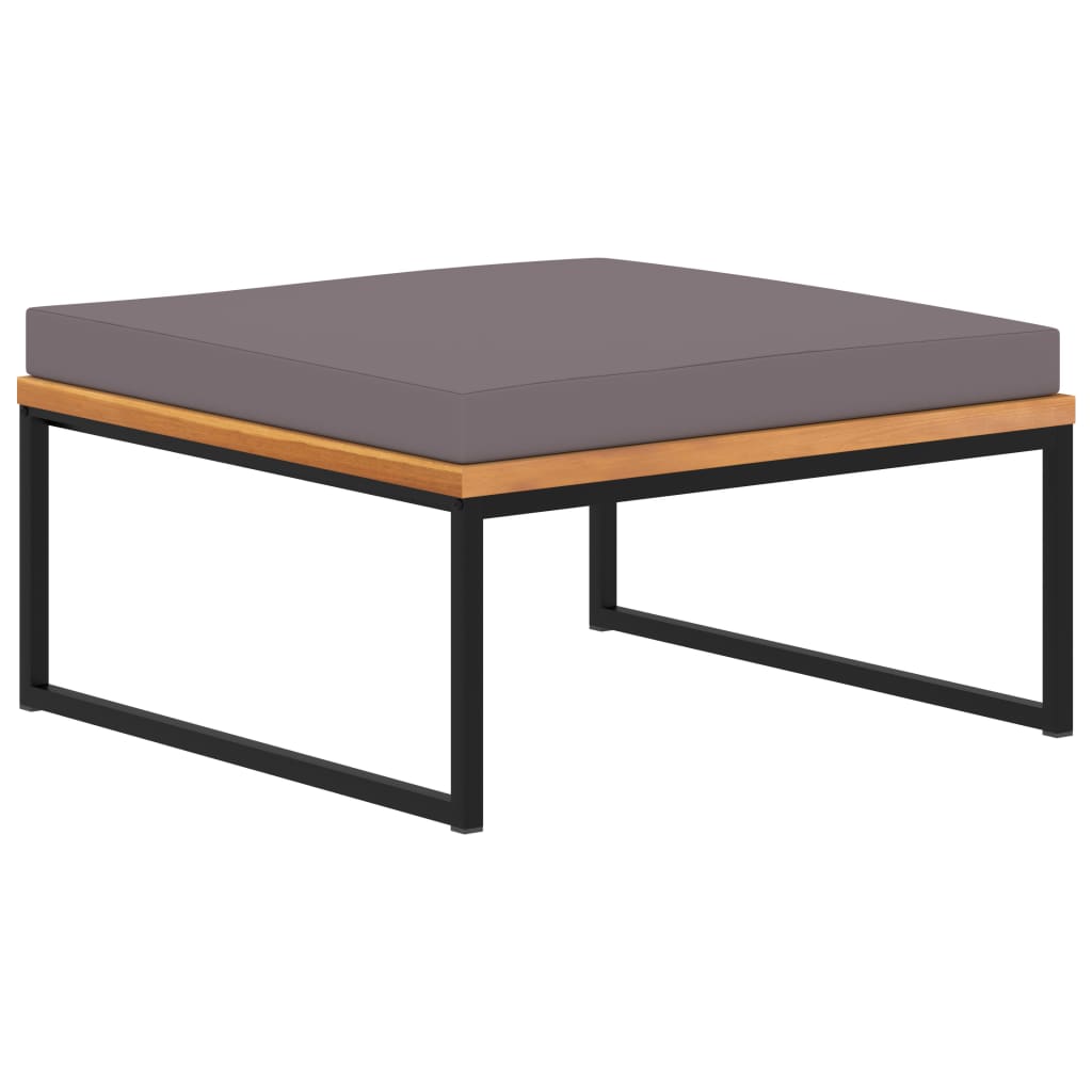 vidaXL Reposapiés y cojín madera maciza acacia gris oscuro 66x66x36 cm