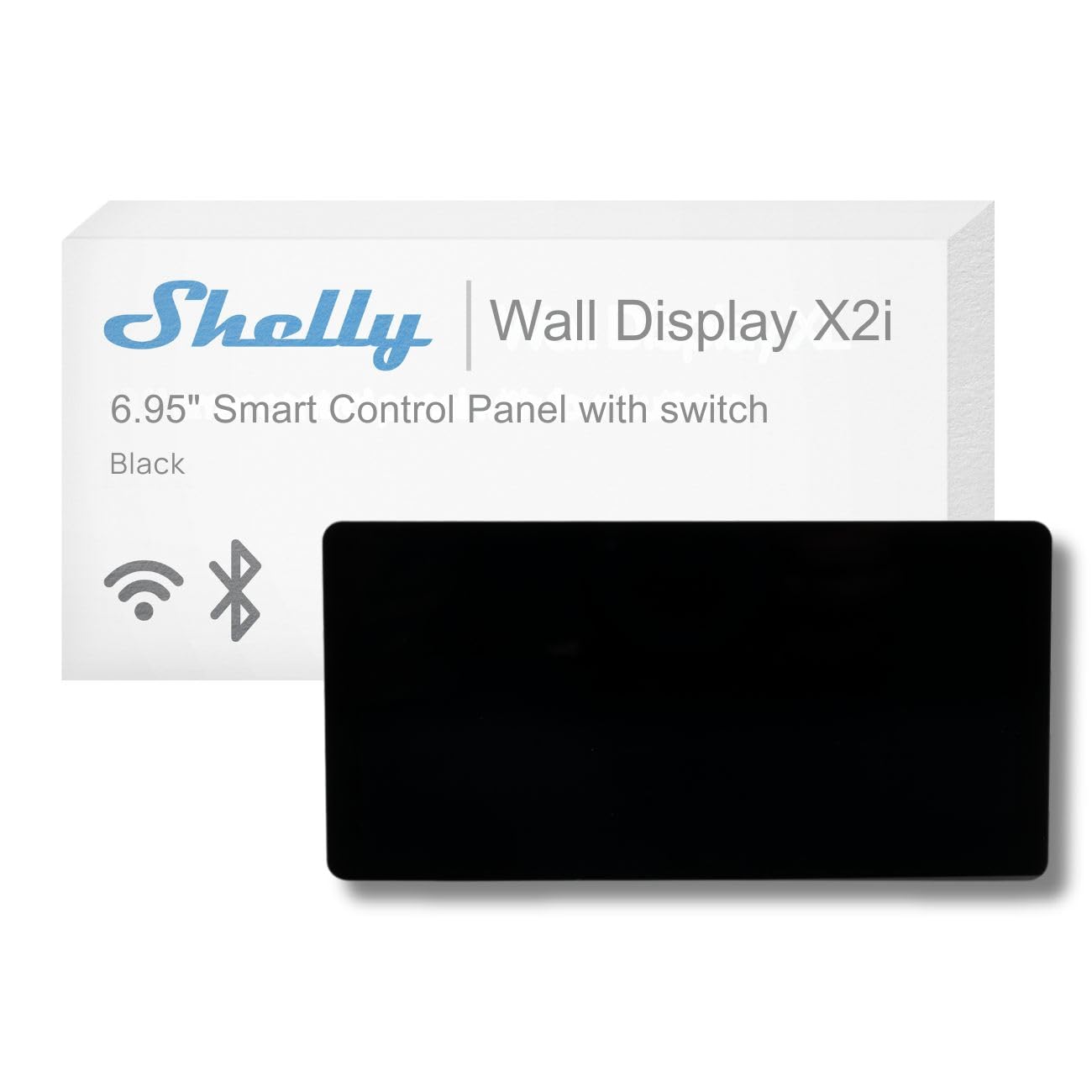 Shelly Wall Display X2i Negro – Panel de control para el hogar inteligente, Pantalla tàctil 6,9”, Wi-Fi y Bluetooth, Control inalámbrico dispositivos inteligentes, Relé 5A, Compatible Home Assistant