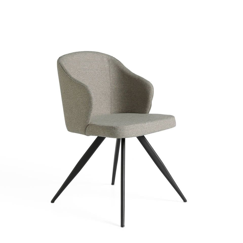 ANGEL CERDÁ 4057C Silla comedor tapizada tela gris , Gris  Negro , Tela , 48 x 57 x 82 cm.
