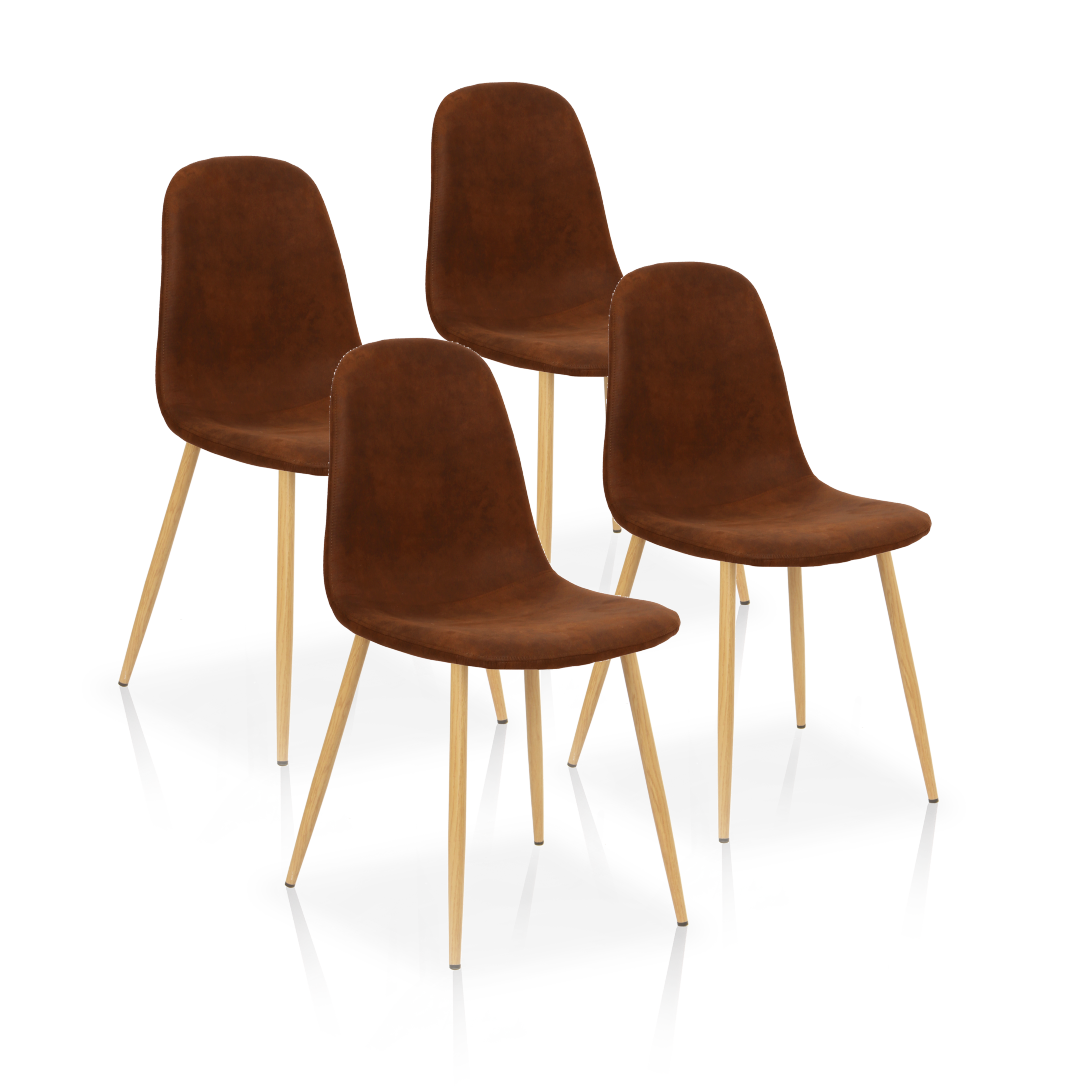 Furniture Style S.L. - Pack de 4 Sillas de Comedor Estilo Nórdico Modelo Margot con Asiento y Respaldo en Tela y Patas Lacadas en Efecto Roble o Negras en Gama de Colores a Elegir