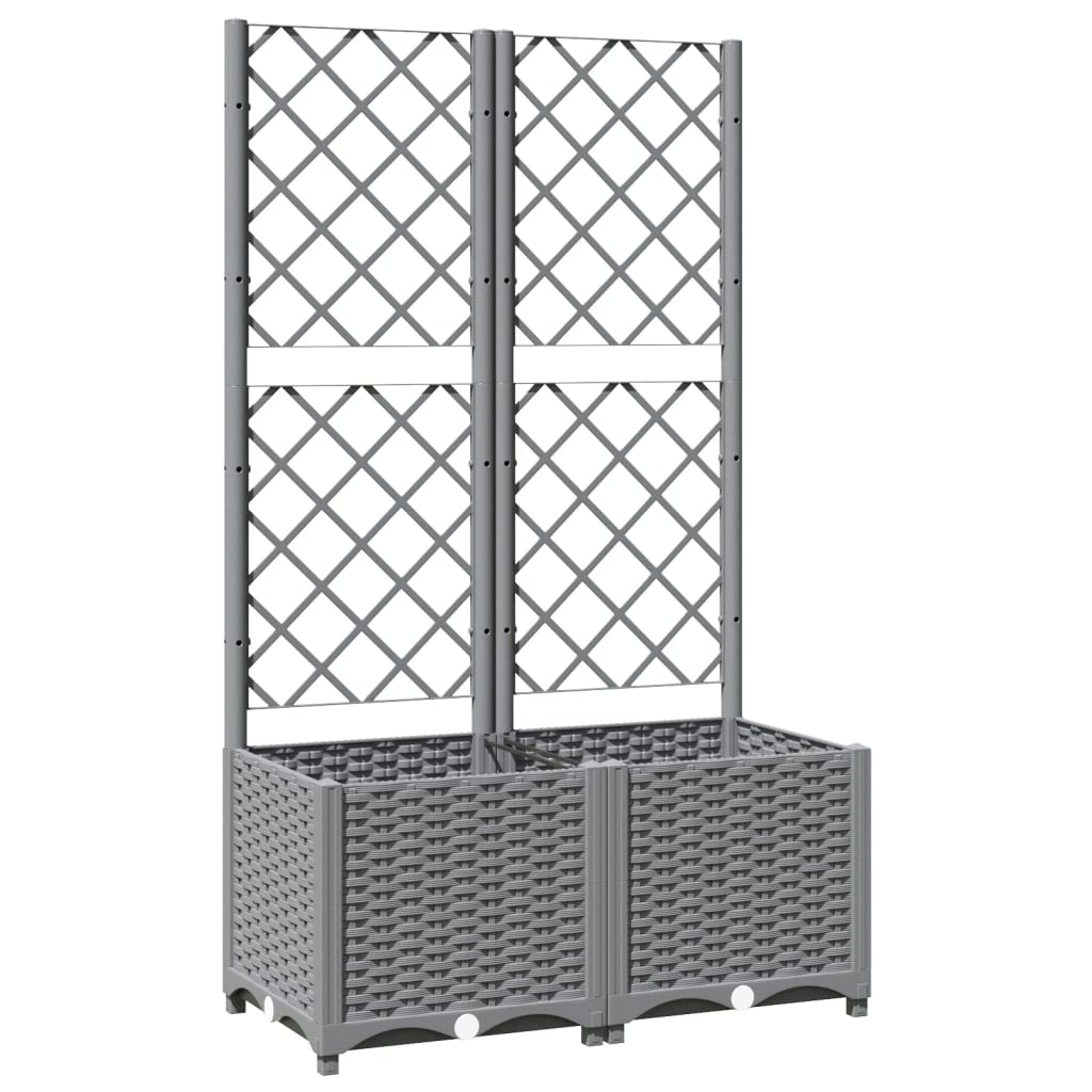 vidaXL Jardinera con enrejado PP gris claro 80x40x136 cm