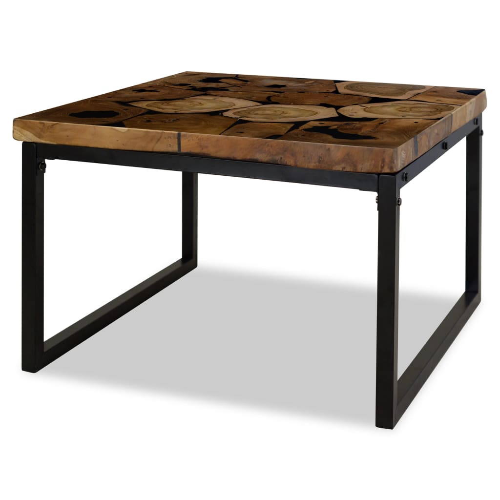 Vidaxl Mesa de Centro de Resina de Teca 60x60x40 Cm Negro