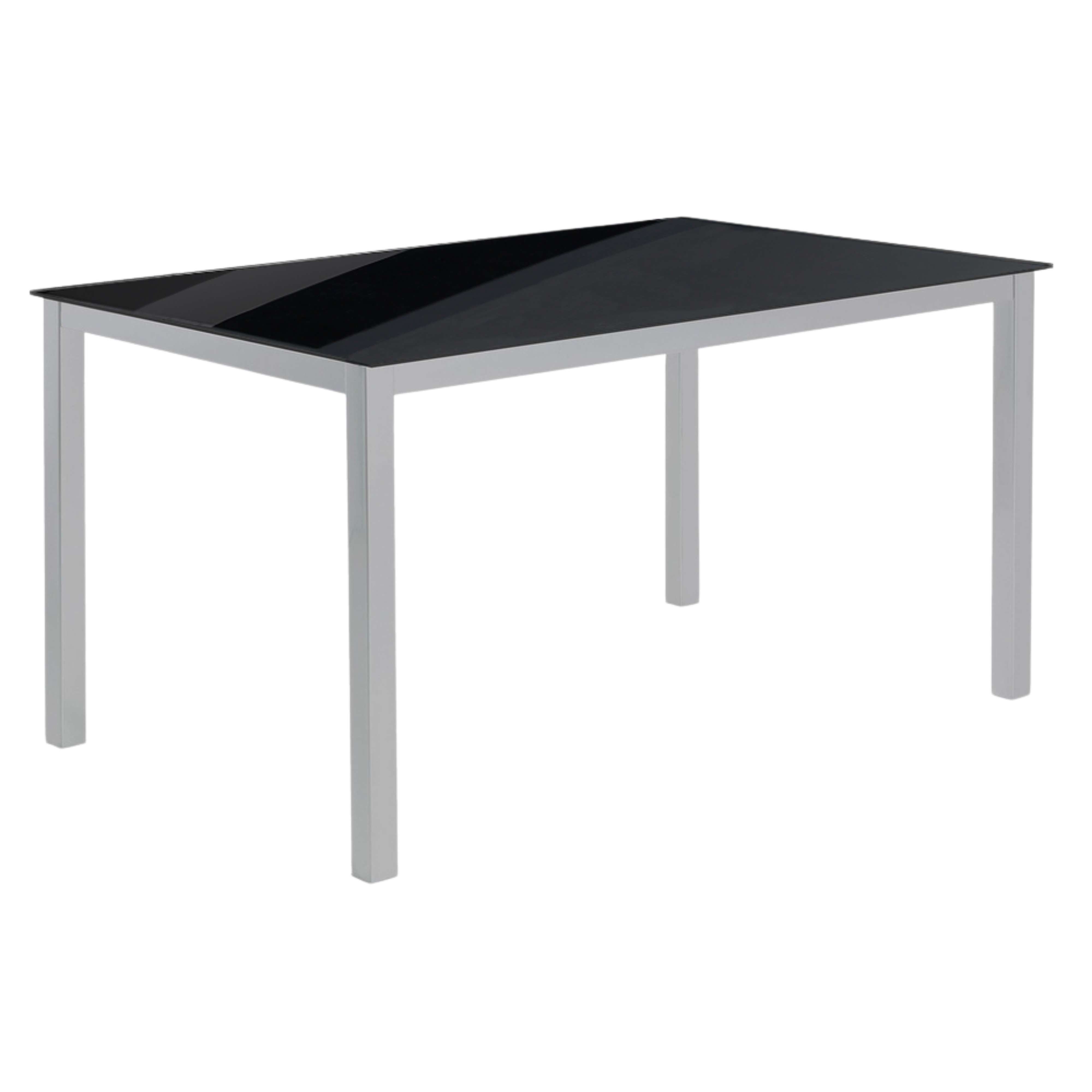 Miroytengo Mesa Comedor Salón Superficie Fija Cadell Cristal Negro Estructura Metal 140x190 cm