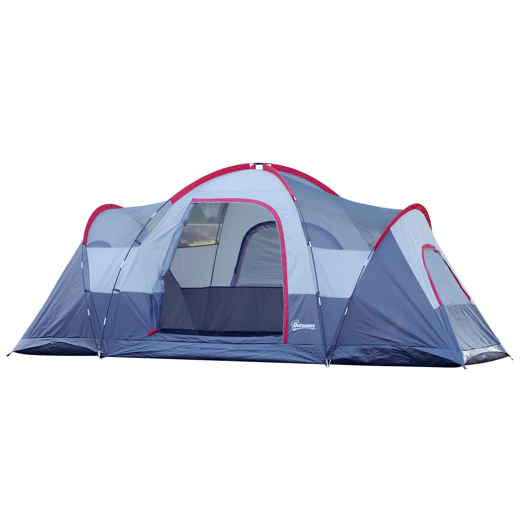 Outsunny Tienda de Campaña Familiar para 5-6 Personas Tienda de Acampada de Túnel Impermeable 3000mm+ Tienda de Camping con Bolsa de Transporte y Gancho para Pescar Senderismo 455x220x180 cm Verde