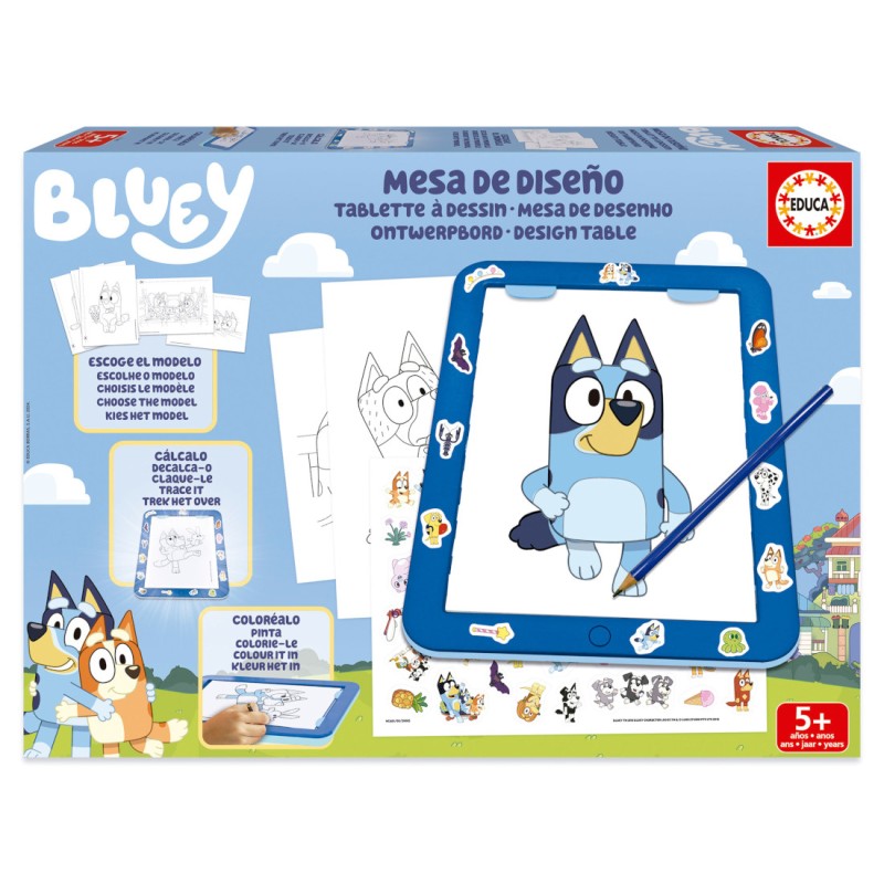 Famosa Mesa de Diseño de Dibujo de Bluey - Tableta de Dibujo Luminosa