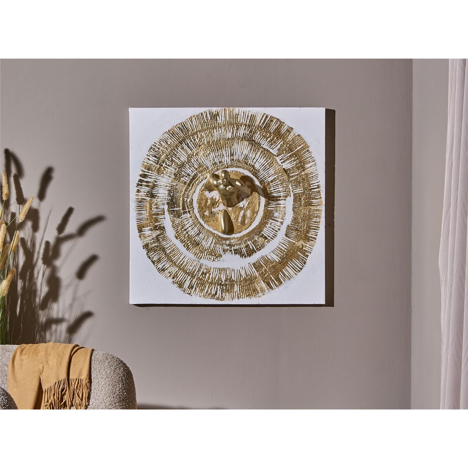 Oleo c/figura corredor atravesando circulo oro 80x80 cms. 80x3x80 cms. El mejor complemento para tu hogar.