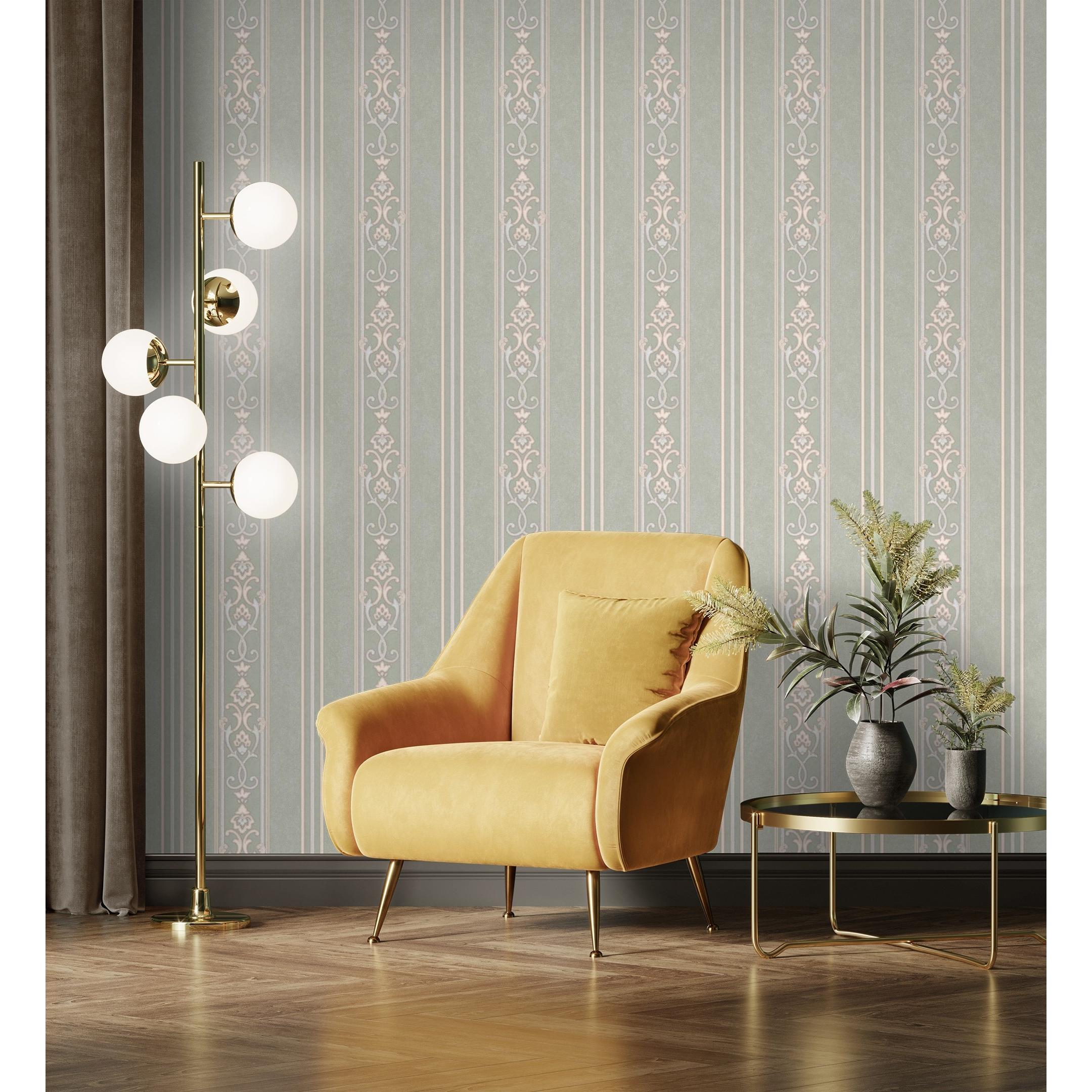 Papel pintado vinílico lavable de rayas estilo victoriano con textura y relieve - Osman Classic Stripe 676862 de GAULAN - Rollo de 10 m x 1,06 m