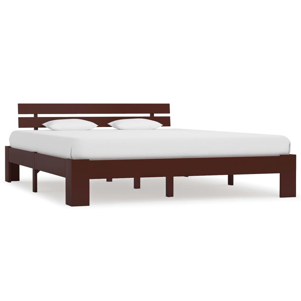 vidaXL Estructura cama sin colchón madera pino marrón oscuro 180x200 cm