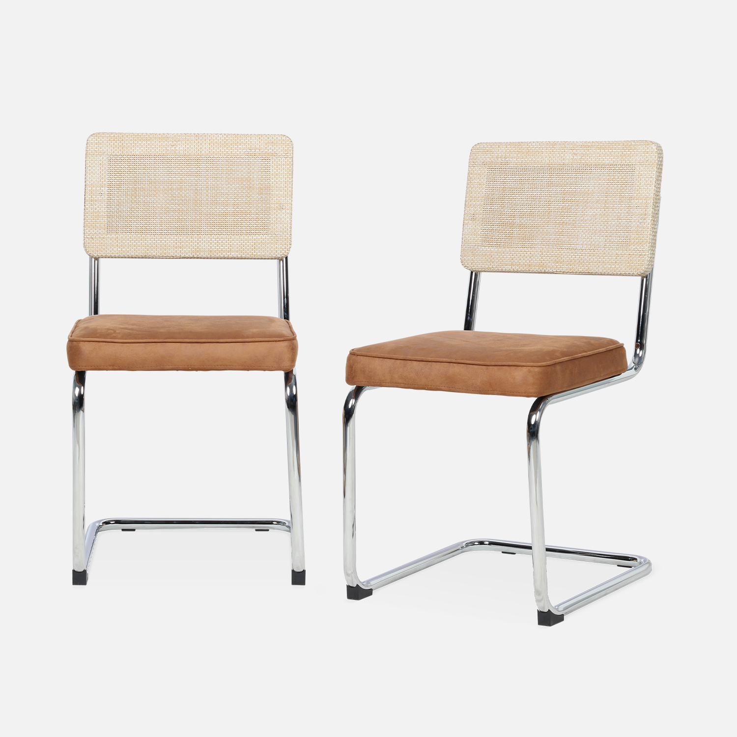 sweeek - Silla cantilever con respaldo efecto ratán, set de 2 , Maja , 46x54x84