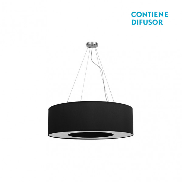 Colgante peq. haiti 4xe27 cromo/negro regx50x50 cm