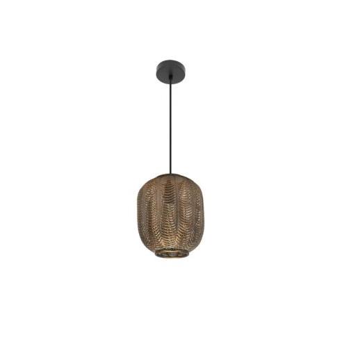 Colgante Trikala Negro/cuero Envejecido 1xe27 Regx25x25 Cm