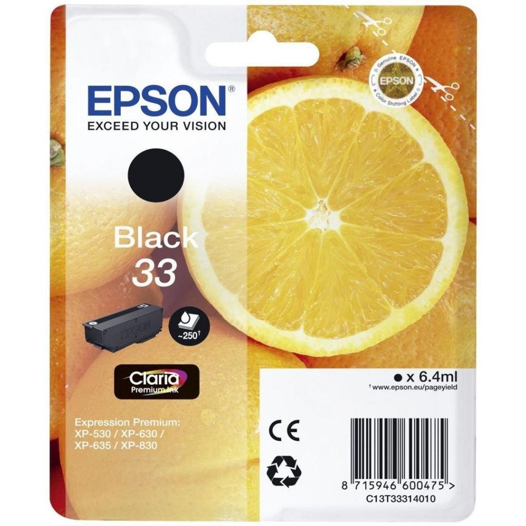 Epson - Cartucho de tinta C13T33314012 negro para impresoras XP350, XP630, XP635 y XP830, 6,4 ml, rendimiento 250 páginas ISO/IEC 24711