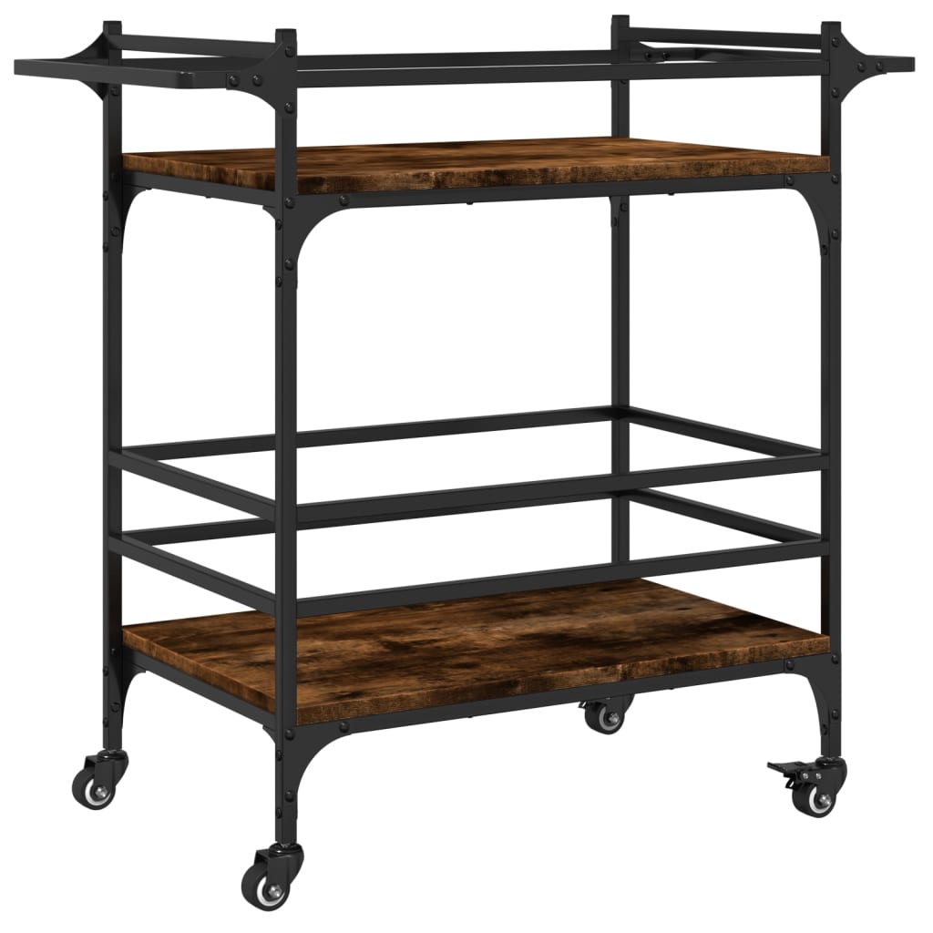 vidaXL Carrito de cocina madera ingeniería roble ahumado 82x40x78,5 cm