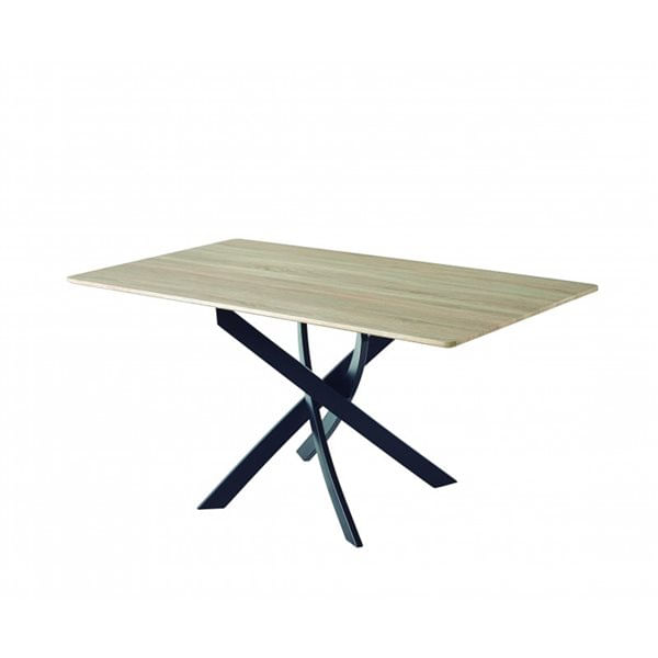 Mesa de comedor Zen patas cruzadas roble/negro 75x140x80 cm Adec