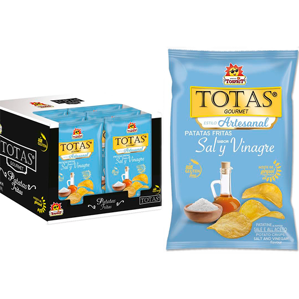 Tosfrit Aperitivos: Caja de Patatas Fritas Sal y Vinagre - 9 Bolsas de 130g