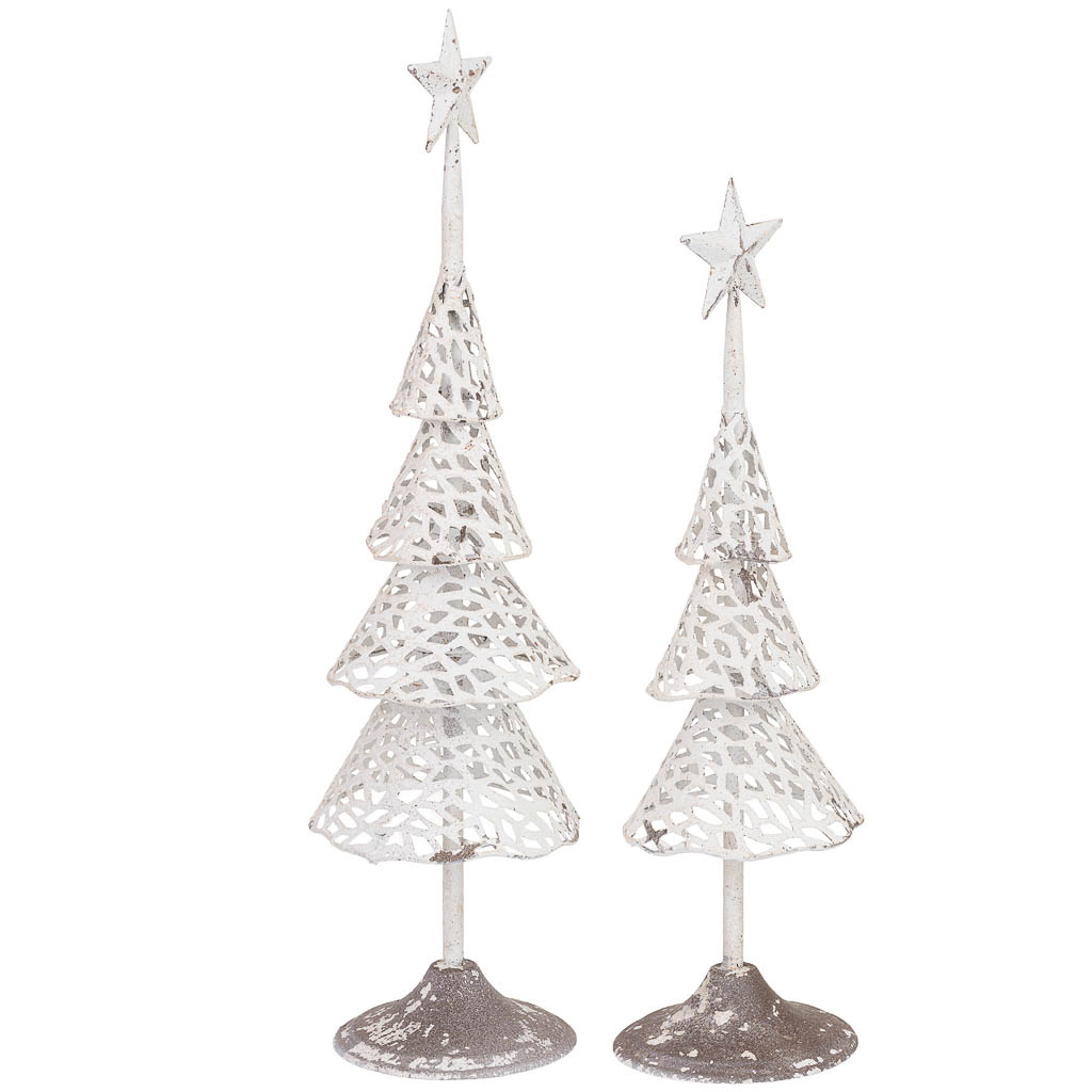 Wonderlust Deco - Set 2 arboles de metal blancos 15x15x53, 13x13x45h cm Blanco 15x15x53, 13x13x45h cm