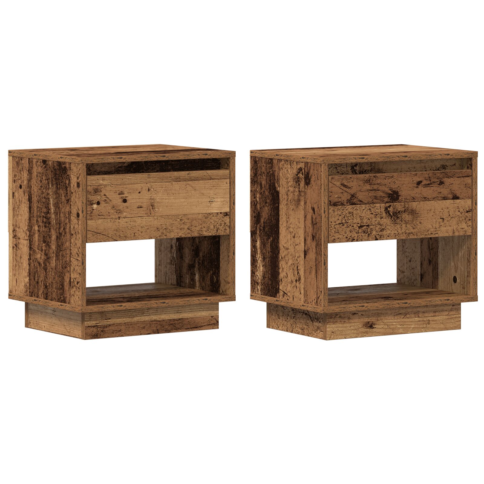 Cabinete de noche vidaXL 2 pcs Madera antigua 45x34x45 cm Madera de ingeniería