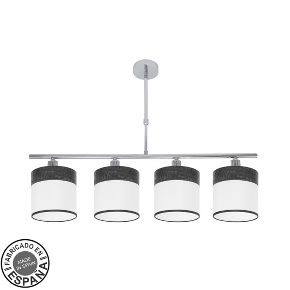 FABRILAMP Lampara Cloe 4xe14 Cromo/blanca-madera Negra Regx75x14 cm