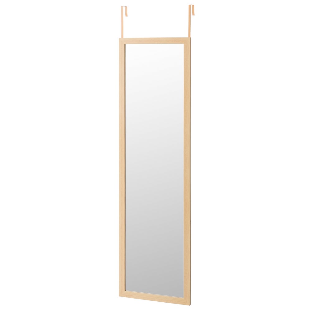 Espejo de cuerpo entero en plástico efecto madera natural de 35x125 cm Para colgar en pared o puerta. Moderno y rectangular, ideal para vestidor y pasillo. CasaSelección