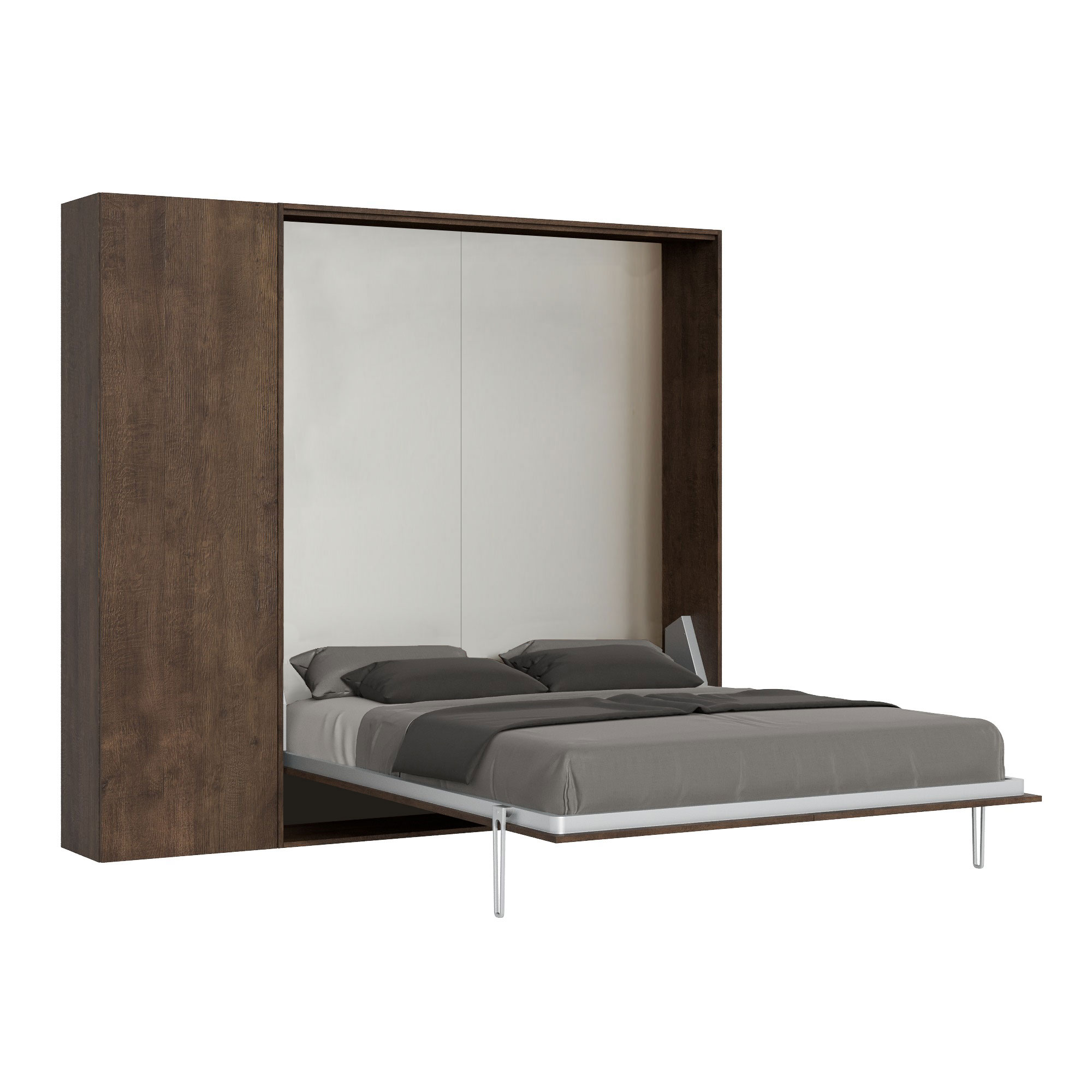 Cama doble Kentaro en nogal con columna izquierda-derecha - Itamoby