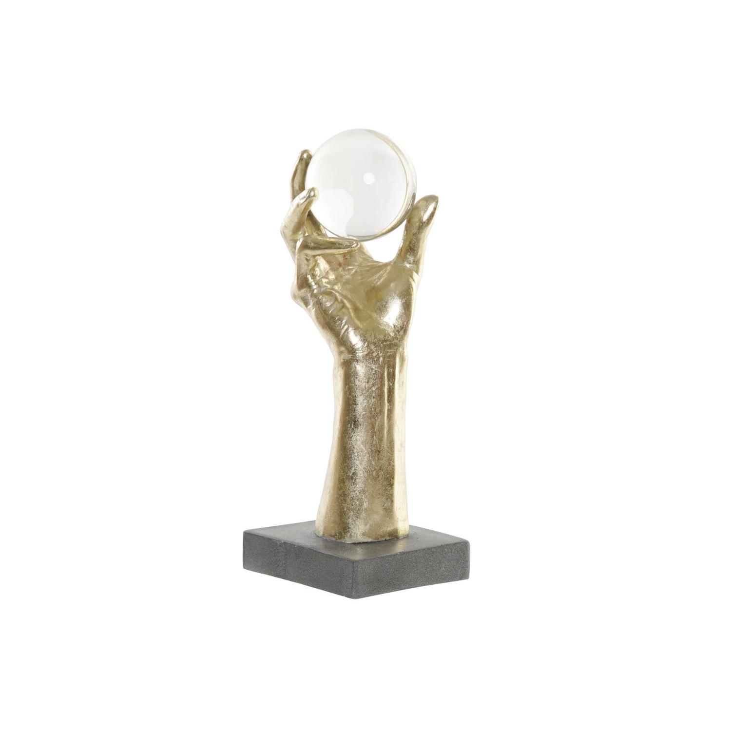 FIGURA RESINA CRISTAL 13,5X13,5X36 MANO DORADO FD181257