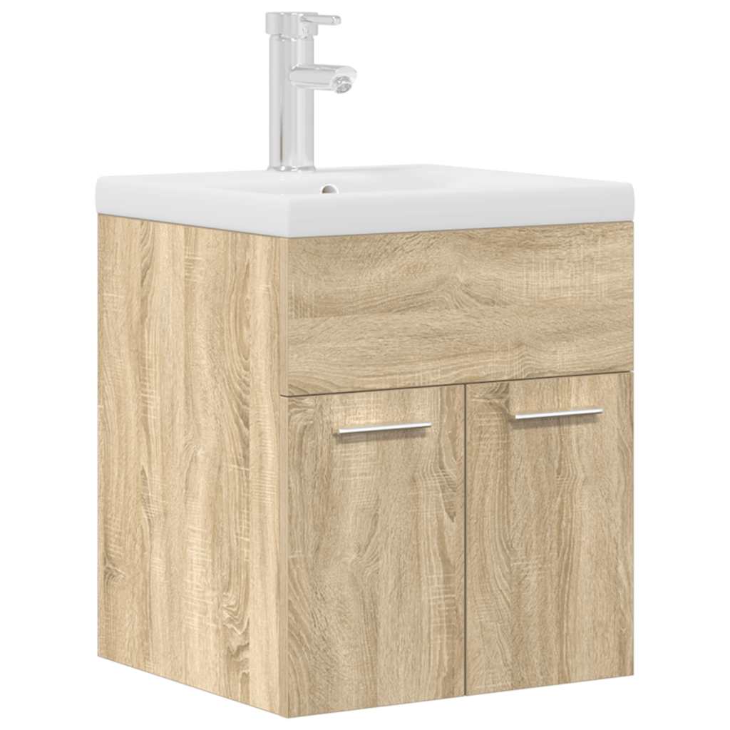 vidaXL Mueble de baño con lavabo incorporado y grifo roble Sonoma