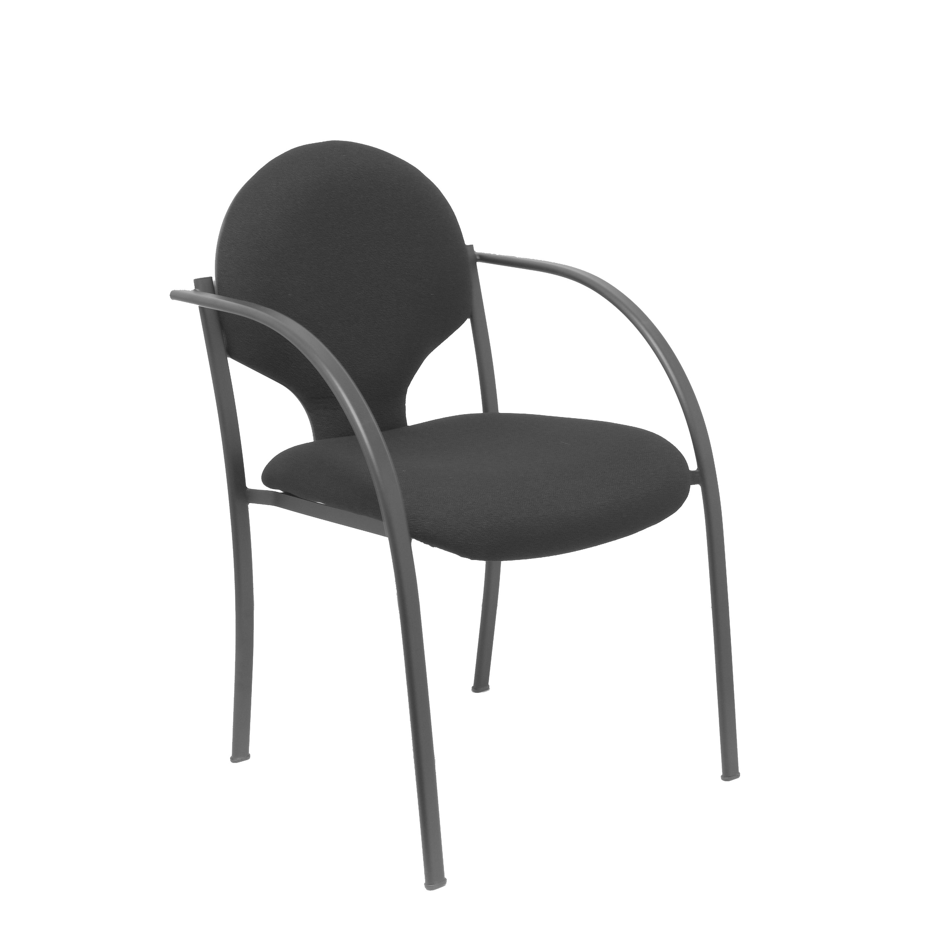Piqueras Y Crespo - Pack 2 Sillas Hellin Ergonómicas con Brazos Fijos y Estructura Negra