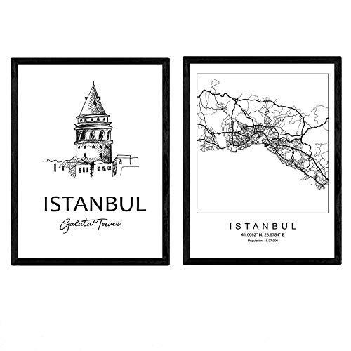 Nacnic Pack de Posters de Estambul Torre Galata - Láminas con Monumentos de Ciudades