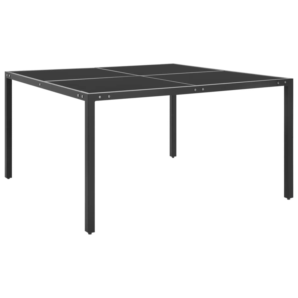 vidaXL Mesa de jardín de acero y vidrio antracita 130x130x72 cm