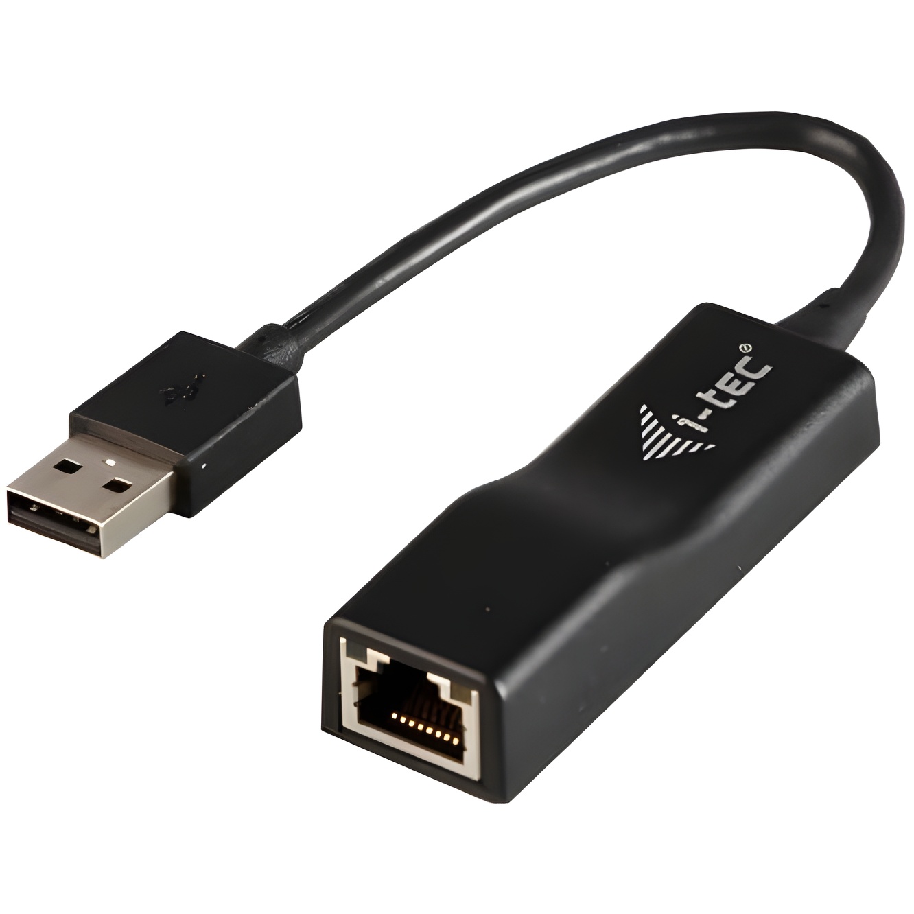i-Tec USB 2.0 Fast Ethernet LAN Network Adaptador (10/100 Mbps, USB 2.0 a RJ-45, LED), Color Negro