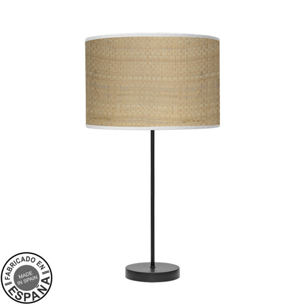 Sobremesa alto moda 1xe27 negro/cañizo claro 63x30x30 cm