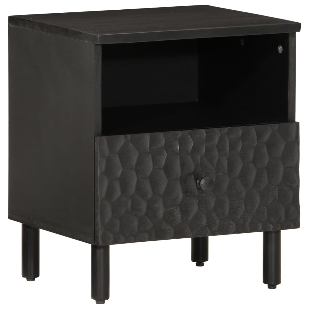 Mesitas de Noche Vidaxl Pack 2 Unidades Madera Maciza Mango 40x33x46 Cm - Negro y Natural