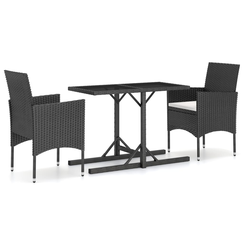 vidaXL Juego de comedor para jardín 3 piezas negro