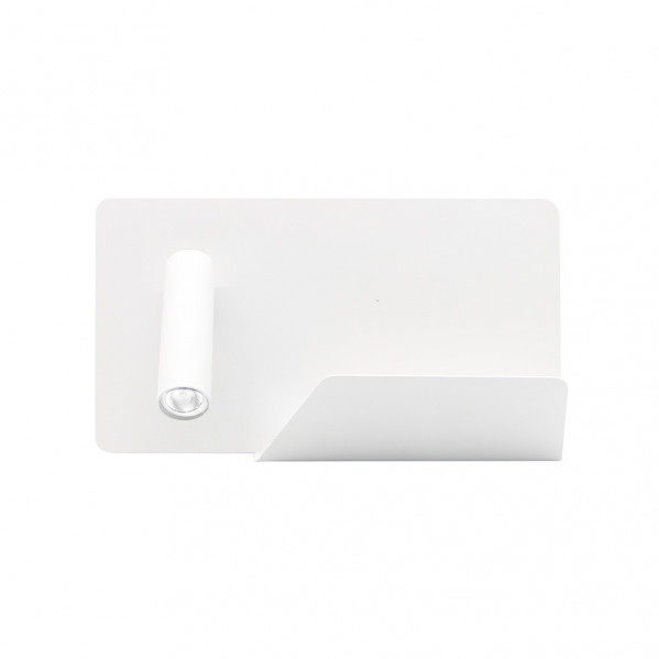 Aplique 3w 4000k miguel angel izqdo blanco c/usb  y estante 150lm 16x28x12 cm orientable
