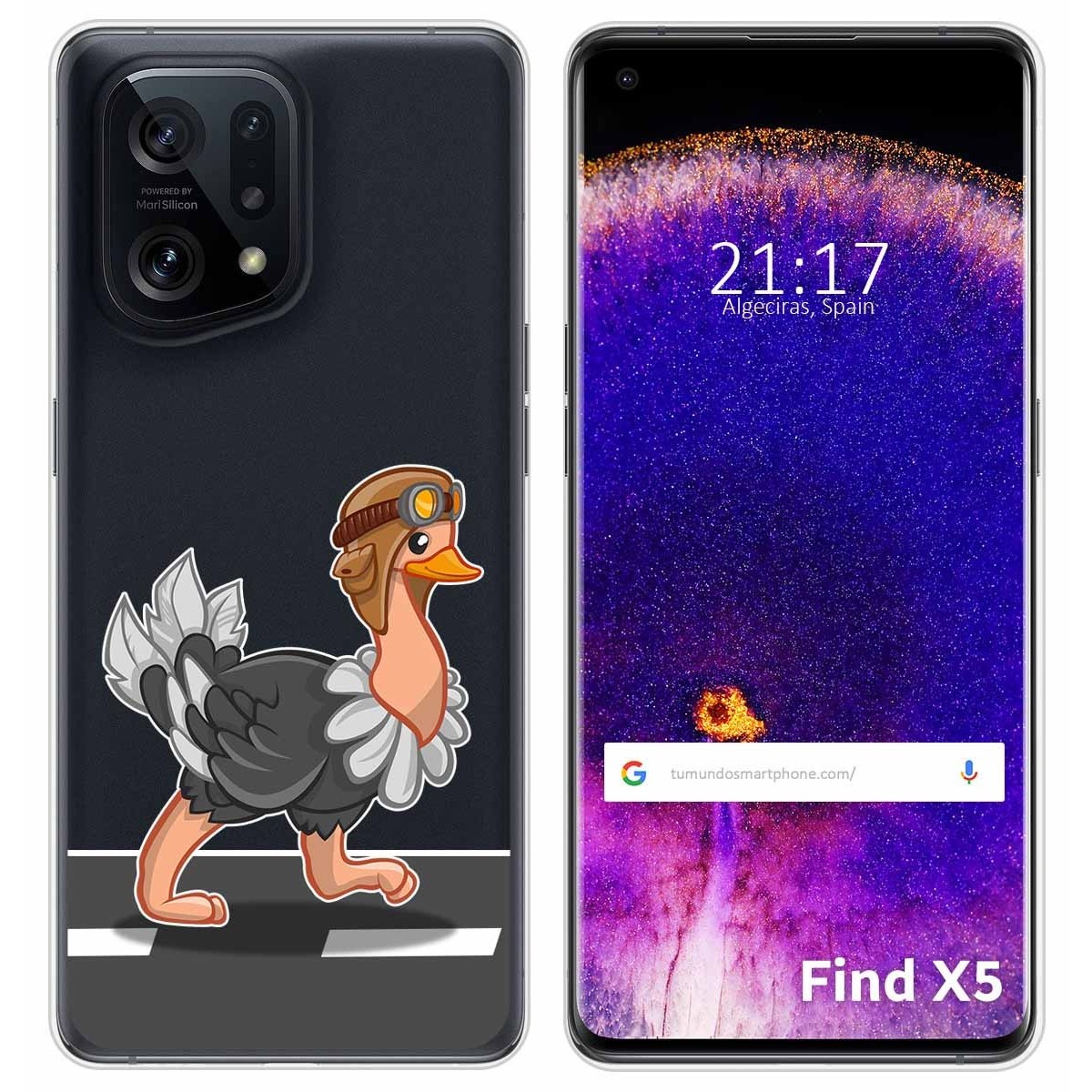 Funda Silicona Transparente para Oppo Find X5 5G diseño Avestruz Dibujos