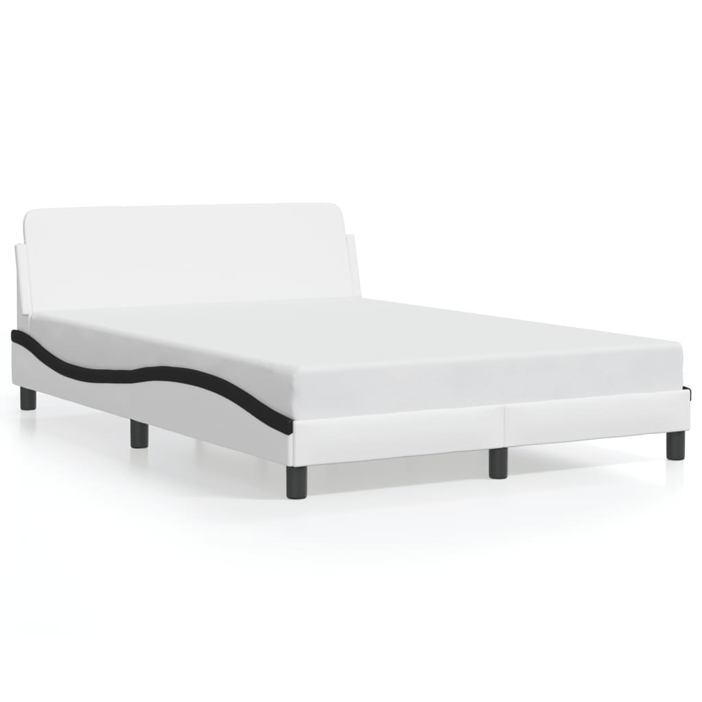 vidaXL Estructura de cama Dover cuero sintético blanco negro 120x200 cm